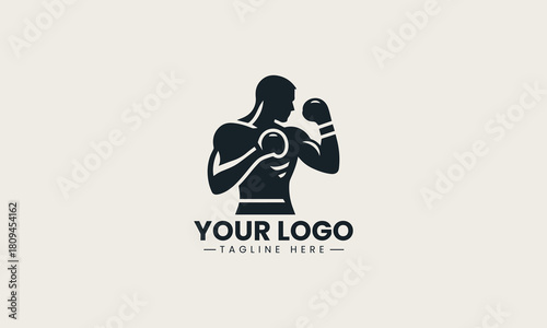 Boxing Fighter black vector logo