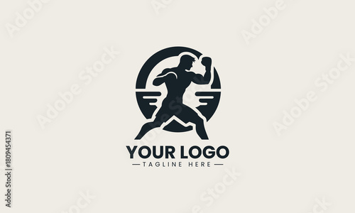Boxing Fighter black vector logo