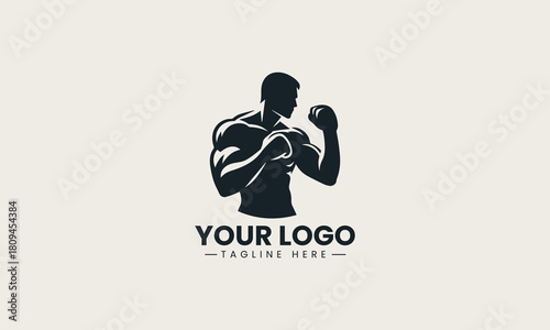 Boxing Fighter black vector logo