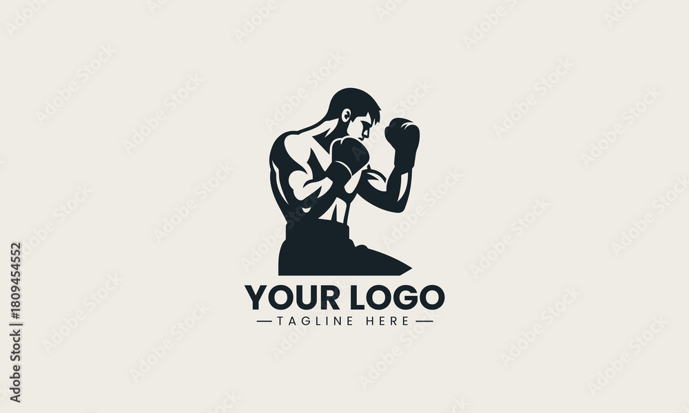 Fototapeta premium Boxing Fighter black vector logo