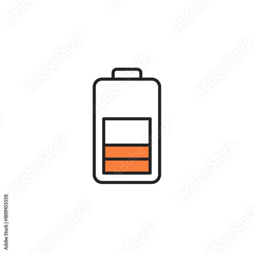 Low battery power icon representing energy consumption and digital device usage indicator for technological interface