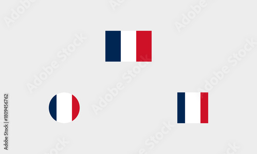 Frankreich Flaggen-Set – Professionelle Darstellung: Original, Rund und Quadratisch (korrekte Farben)