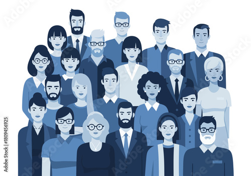 Diverse Business Team Vector Illustration: Modern Corporate Group Clipart