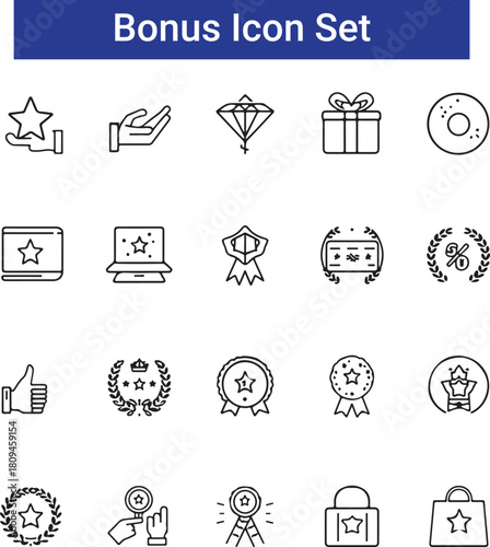 Benefit line icon set. Editable stroke. Vector illustration
