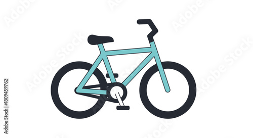 Illustration of a light blue bicycle with black tires and seat on a white background.