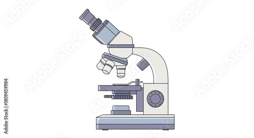 Illustration of a microscope with a white background.