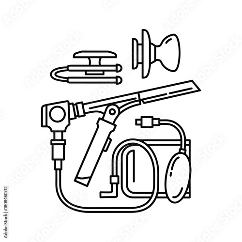 Outline medical monitor displaying vital signs and realtime tracking isolated on