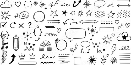 Hand drawn doodle elements collection for design and decoration purposes