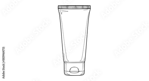 Outline vector of a squeezable cosmetic tube mockup, clean shapes, no fill, isolated for design purposes