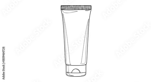 Outline vector of a squeezable cosmetic tube mockup, clean shapes, no fill, isolated for design purposes