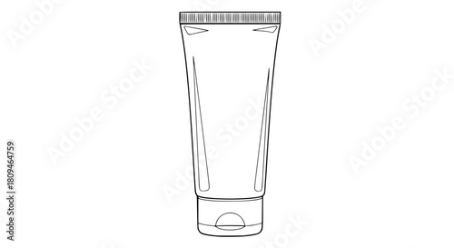 Outline vector of a squeezable cosmetic tube mockup, clean shapes, no fill, isolated for design purposes