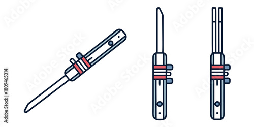 Three illustrations of a specialized electrical connector with multiple pins.