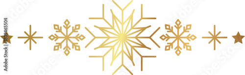 Gold snowflake border. Winter Christmas design decoration.