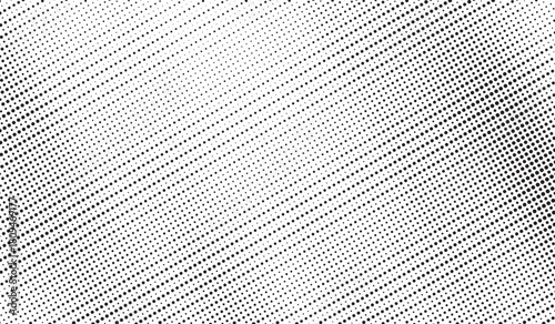 Dotted halftone gradient texture. Vanishing polka dot background. Repeating dots gradation pattern background. Black fading comic pop art overlay backdrop. Halftone raster effect wallpaper. Vector