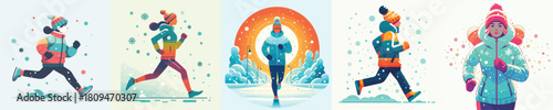 people doing winter sports. Vektor, design, minimalist, illustrations, set icon