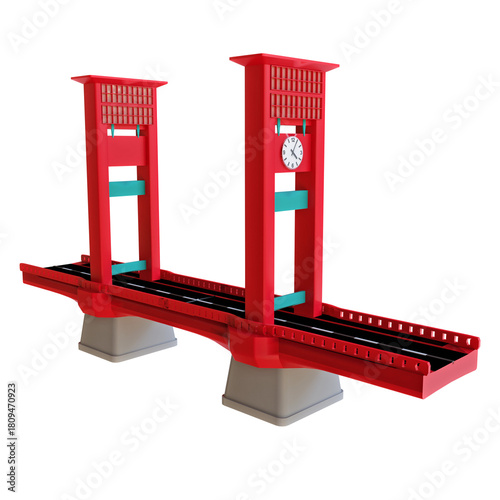 3D Render Ampera Bridge in Palembang South Sumatera Indonesia - Isolated No Background