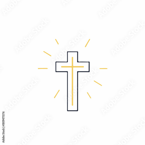 Isolated Christian cross image rendered in simple style. Spiritual Christian cross for symbol of faith, religion, belief, and hope during the holiday season. Consider Christian cross for Easter,