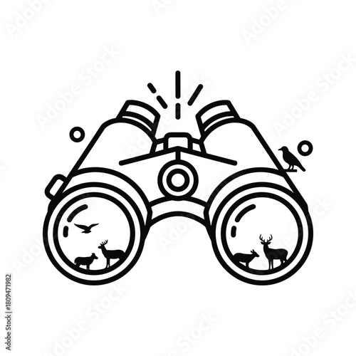 Binoculars icon showing wildlife observation, hunting, and nature exploration