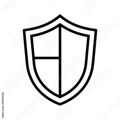 Simple outline icon of a shield, representing protection and security