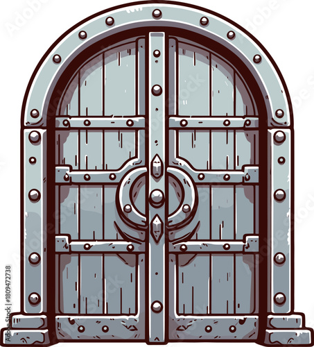 重そうな鉄の扉のイラスト
