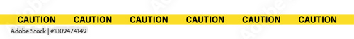 A yellow caution tape with the word caution repeated six times in black letters on a white background, caution tape