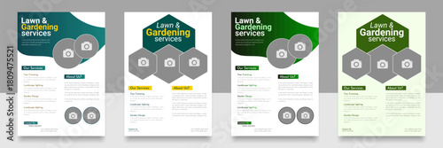 Lawn Care and Gardening Services Flyer Design | Landscaping leaflet design set