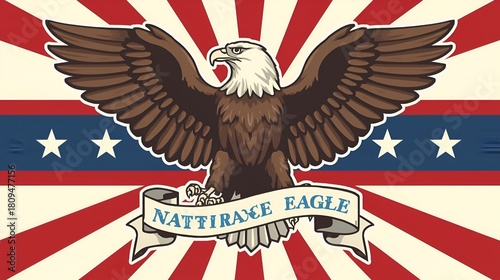 Title: Patriotic Eagle Emblem Vector Design for National Symbol