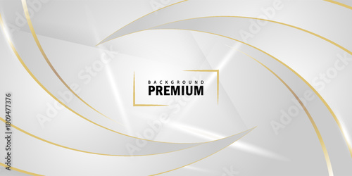 Luxury White and Gold Background with Golden Lines and Paper Cut Style. Premium Gray and Gold Background for Award, Nomination, Ceremony, Formal Invitation or Certificate Design