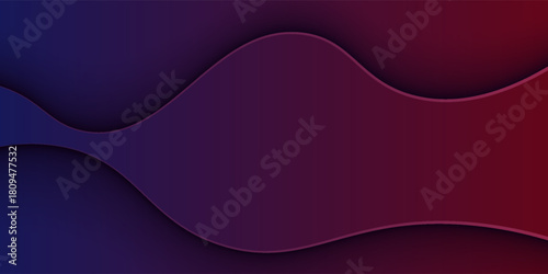 Abstract dark blue and red gradient wave pattern background. Realistic shadow papercut texture concept design. Eps10 vector