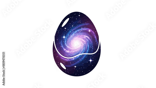 A galaxy inside an egg shape with a white line