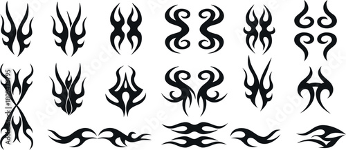  Tattoo or racing vector icon set
