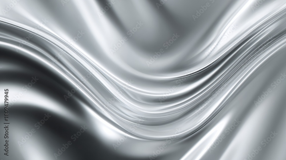 Fototapeta premium Abstract flowing silver metal waves background