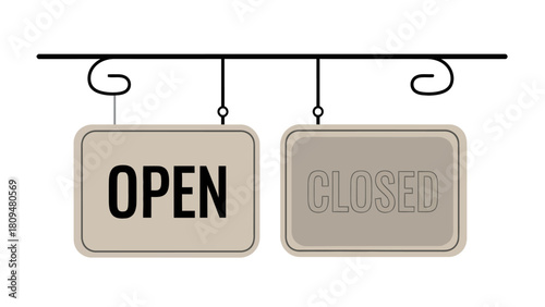 A hanging sign with OPEN and CLOSED text