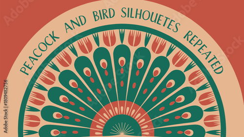 Elegant peacock feather design with repeating floral elements for sophisticated branding and invitations, offering timeless appeal and vintage charm