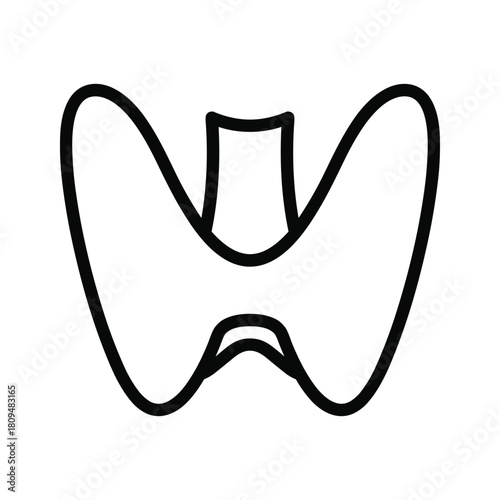 Outline icon representing thyroid gland, isolated on