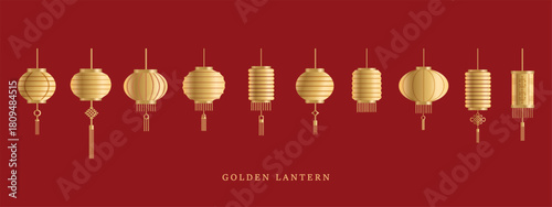 traditional chinese new year golden lantern vector design set. creative vector illustration design for lunar new year of chinese new year 2026