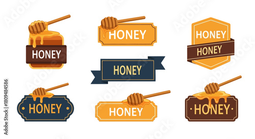 Collection of Honey Labels and Badges Sweet Designs for Branding and Packaging