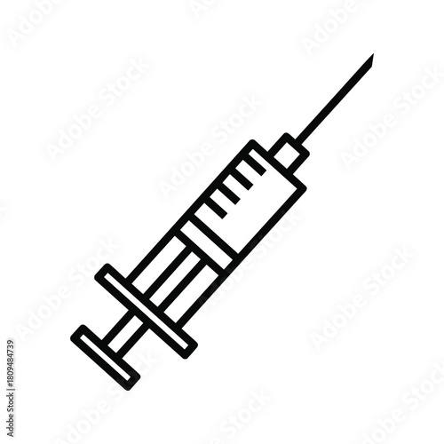 Medical syringe with needle, isolated on, used for injection and vaccination purposes