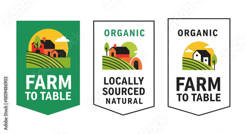 Dynamic set of organic farm-to-table and locally sourced food labels, promoting sustainable agriculture and fresh natural produce