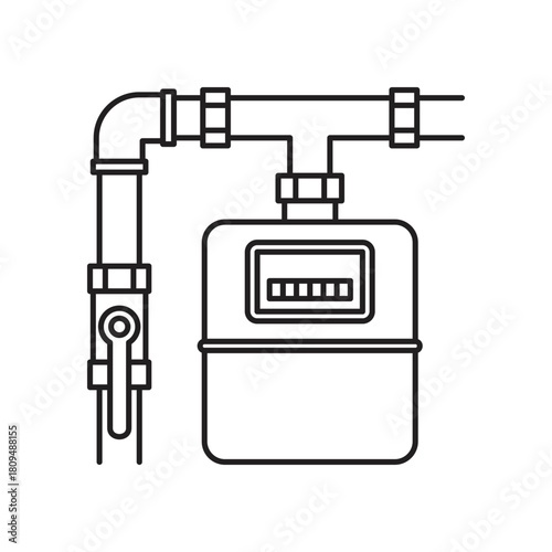Gas meter for consumption measurement - icon in thin line