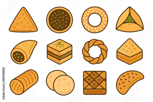 Assorted traditional pastries: cookies, cakes, and biscuits collection.
