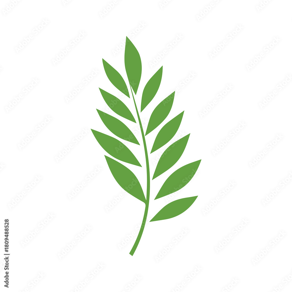 Naklejka premium Green Leaf icon shape fresh flat vector design.