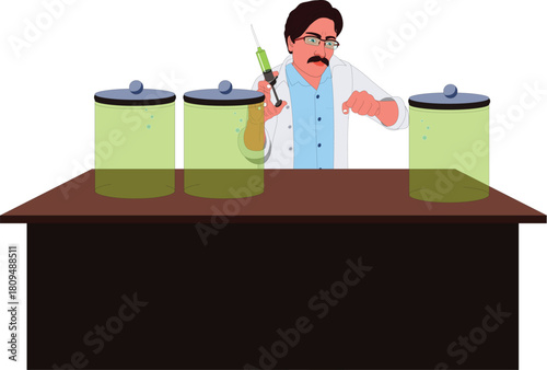 doctor scientist doing his research in lab vector illustration animation ready
