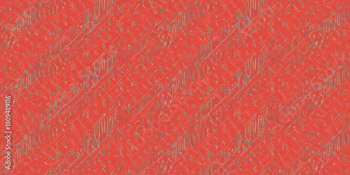 A red background with a pattern of diagonal lines and small vertical stripes throughout the image area