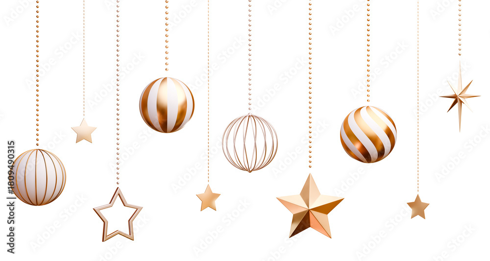 Fototapeta premium 3D素材_クリスマスオーナメント_ゴールド