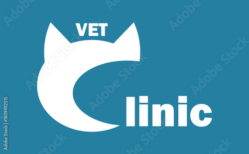 Pet Veterinary Clinic Logo. the cat is included in the logo