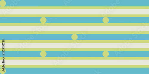 A pattern of alternating blue and white stripes with yellow circles placed on the yellow lines evenly