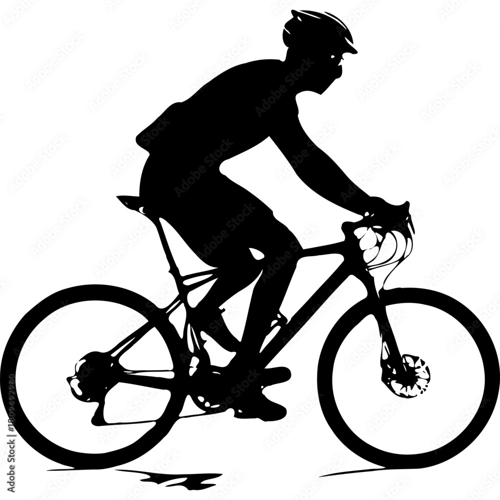 Obraz premium Silhouette of cyclist riding bike bicycle sport fitness exercise outdoor