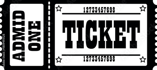 Vector illustration of a ticket in black and white