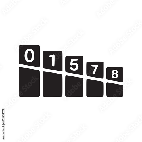 Black and white illustration of a descending bar graph with numbers on each bar in sequence order